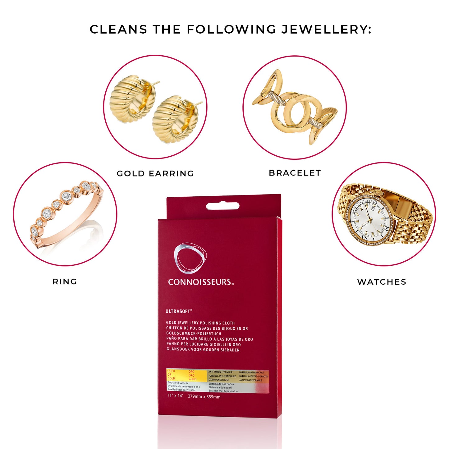 Connoisseurs Gold Jewelry Polishing Cloth 11 x 14 – Jewel Stuffs
